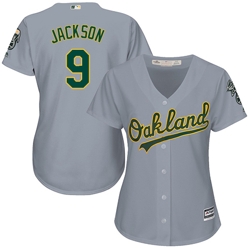 Athletics #9 Reggie Jackson Grey Road Women's Stitched MLB Jersey